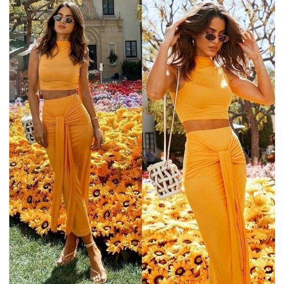 Camila Coelho Pixie Skirt - S Tangerine Orange